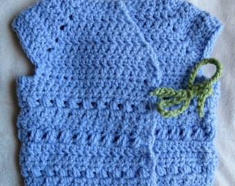 Instant PDF File For Crochet Kimono Style Wrap Sweater Vest Pattern (3-6 MOS) by Adirondack Patterns