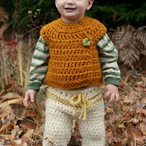 Instant PDF File For 9-12 Month Autumn Pumpkin Bulky Crossover Button Up Crochet Vest Pattern PDF image 3