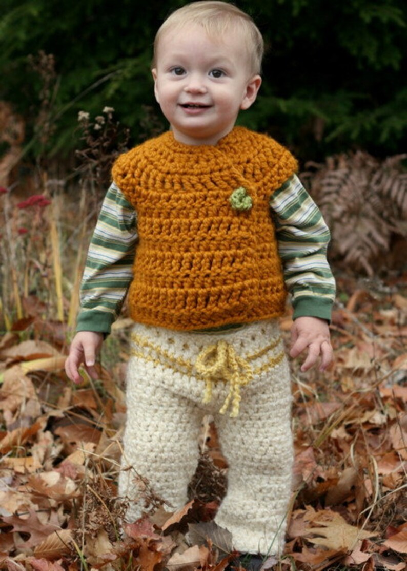 Instant PDF File For 9-12 Month Autumn Pumpkin Bulky Crossover Button Up Crochet Vest Pattern PDF image 3