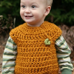 Instant PDF File For 9-12 Month Autumn Pumpkin Bulky Crossover Button Up Crochet Vest Pattern PDF image 2