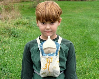 Instant PDF download Small doll front or back carrier papoose sewing tutorial and pattern