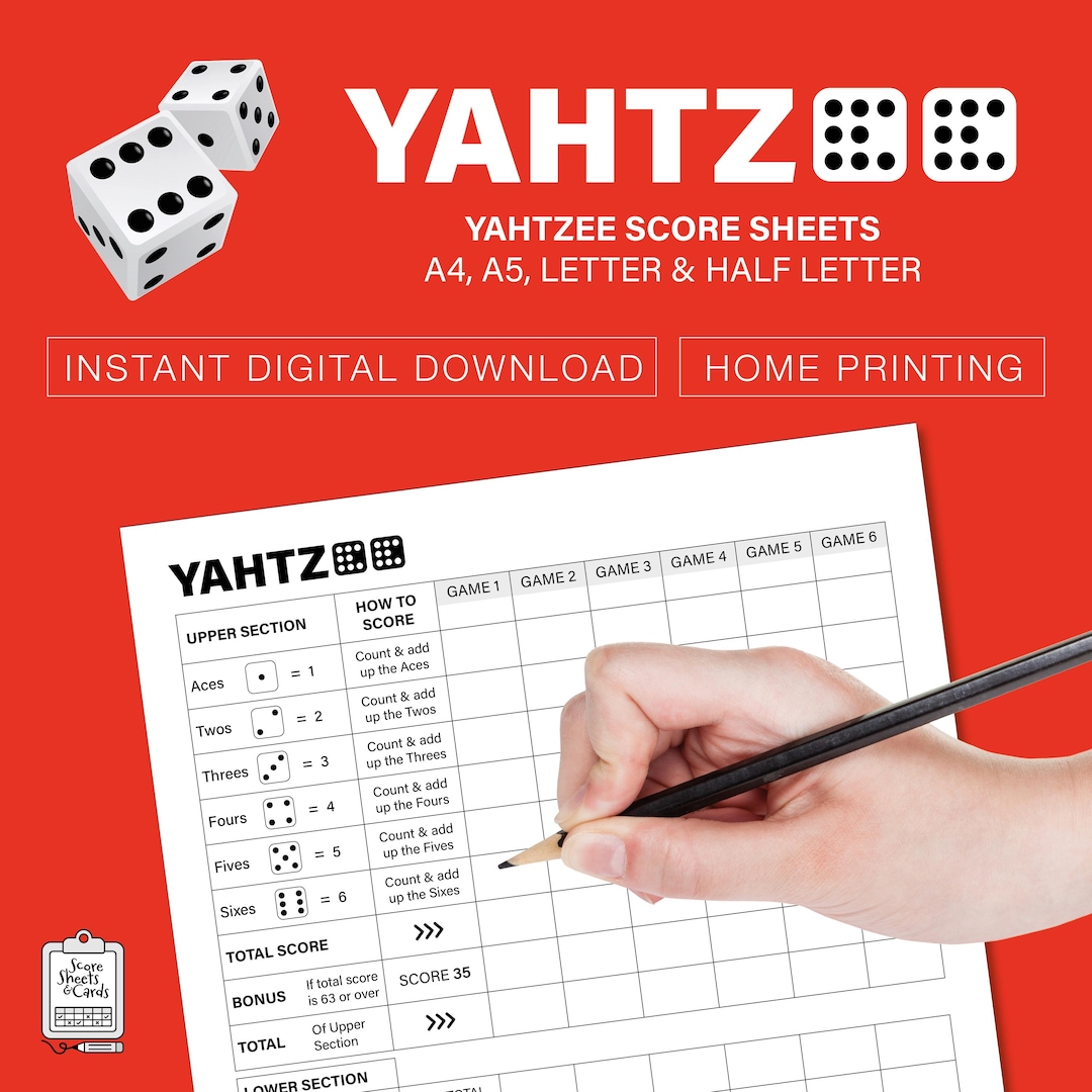 Yahtzee Printable Score Sheet Dice Game 10 Vibrant Colours Instant yahtzee-printable-score-sheet-dice-game-10-vibrant-colours-instant