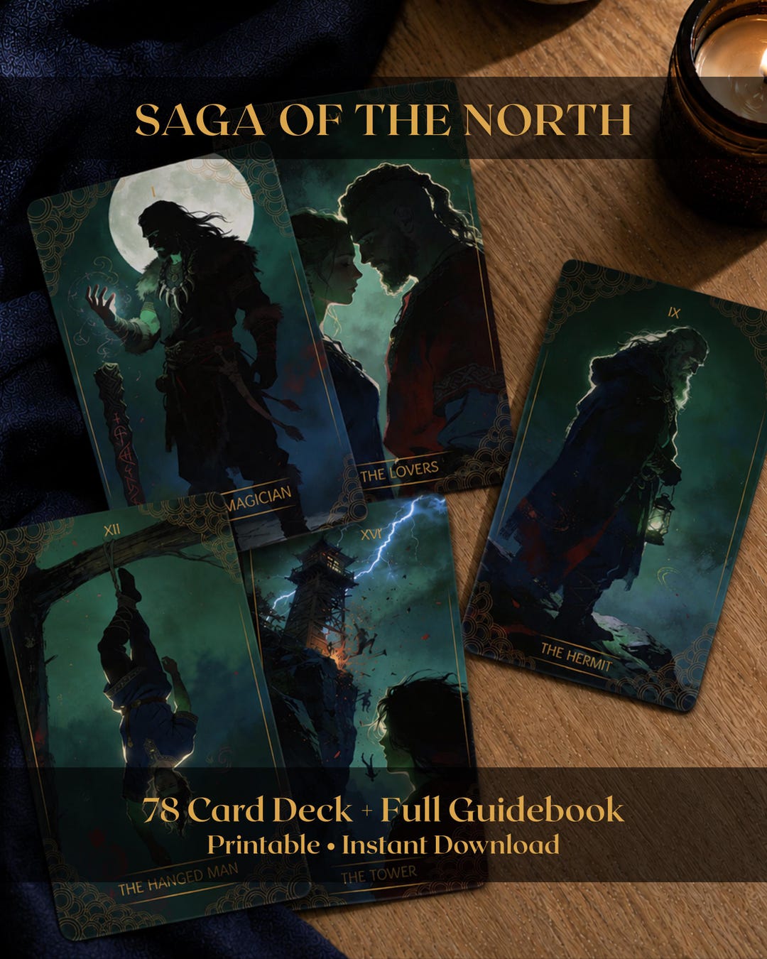 Saga of the North Tarot Deck: 78 Viking Mythology Cards + Guidebook ...