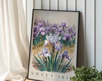 French Iris Wall Art Print: Elegant Botanical Illustration (Digital Download)