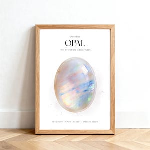 Oktober opaal geboortesteenprint, minimalistische kristallen illustratie (digitale download)