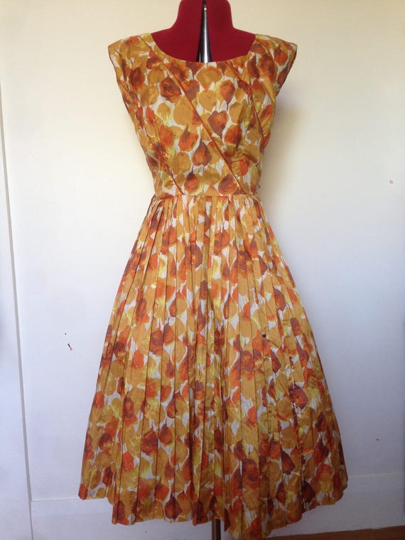 Original 1950s Floral Dress "Alix of Miami" / Fift