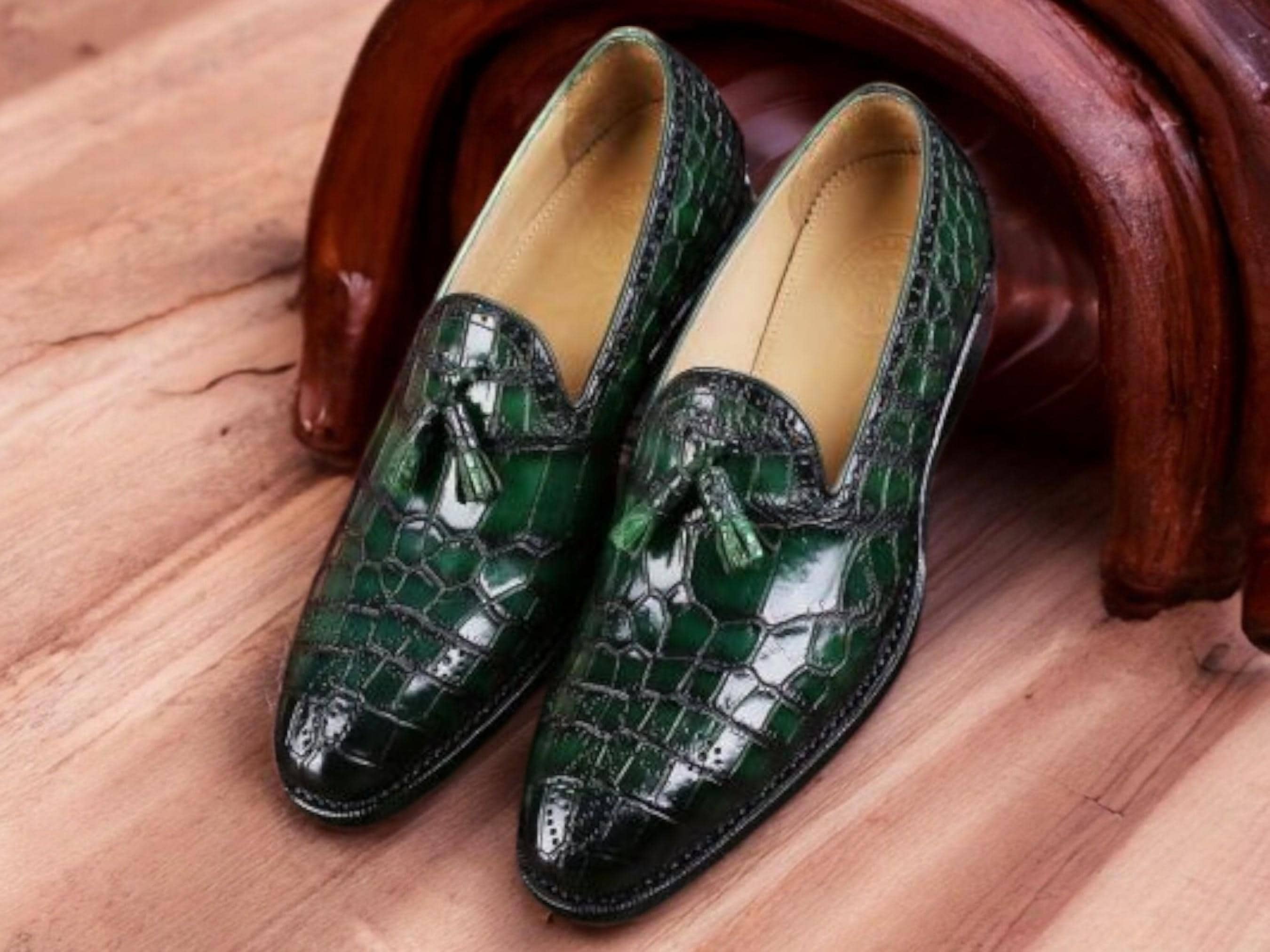 green emerald velvet dress Men's Belvedere Etore Hand Painted Wingtip Dress Shoe Green Burgundy