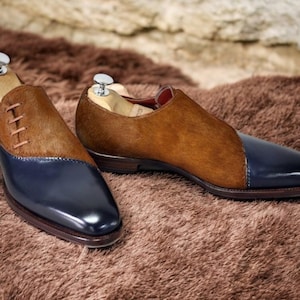 Blue Brown Two Tone Shoes - Etsy