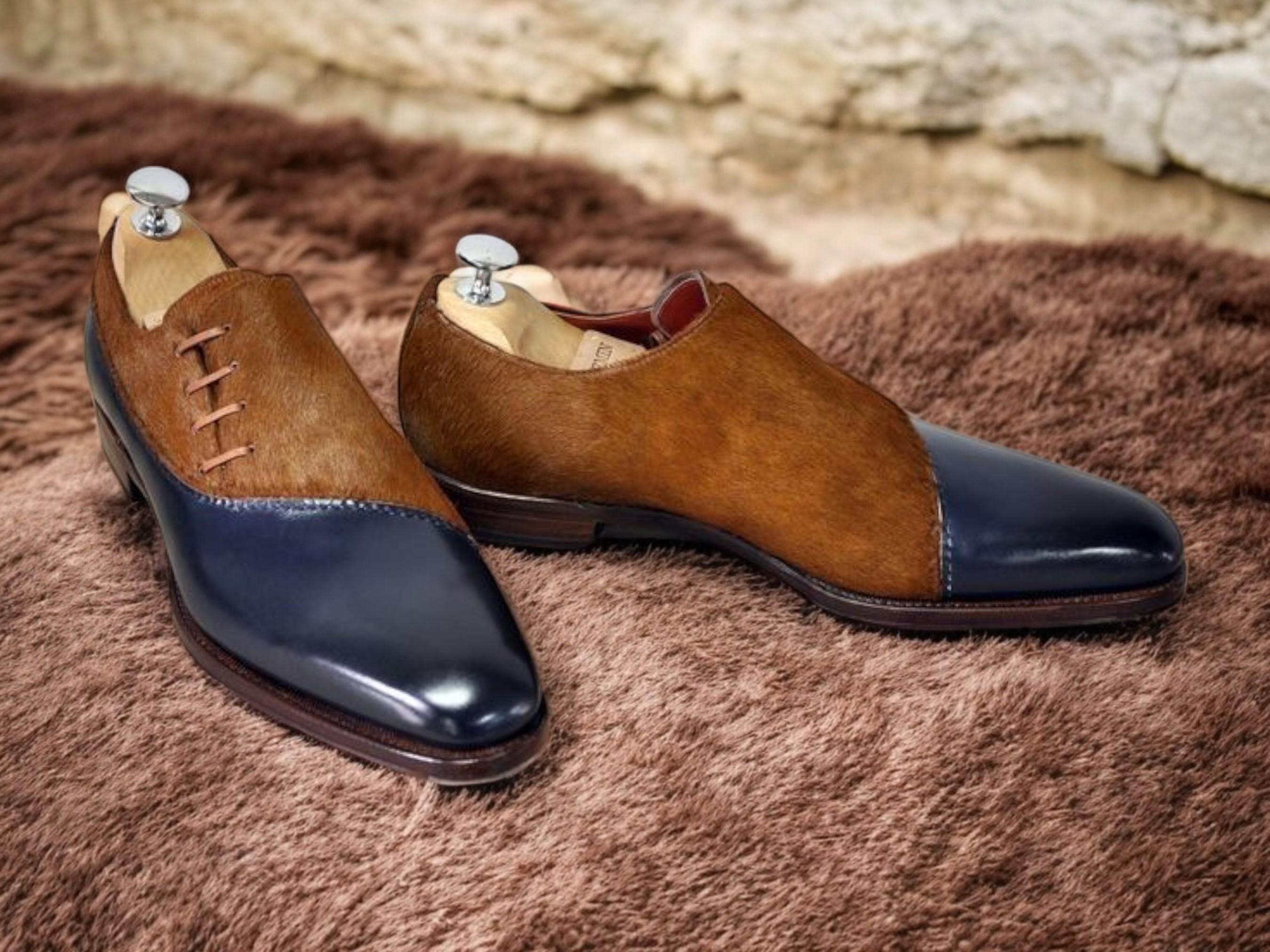 men's brown and blue dress shoes Dennis In Brown Blue main image 0