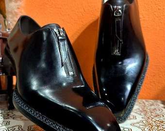 Zapatos Oxford de piel negra a medida: zapatos de vestir Goodyear Welted hechos a mano