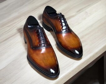 Zapatos de cuero con cordones hechos a mano, Oxfords formales a medida