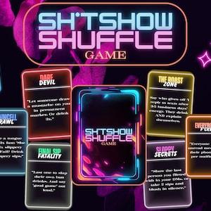 Sh*tshow Shuffle | Jogo de bebida para festa selvagem | Imprimível para adultos | Verdade ou desafio, desafios, cartas engraçadas