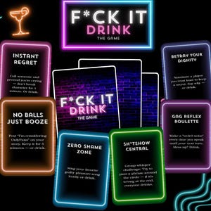 F*ck It-game | Wild drinkkaartspel voor volwassenen | Grappig gezelschapsspel | Durf, uitdagingen, chaos | Afdrukbaar spel voor volwassenen