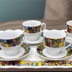 12 tazas de café tradicionales etíopes – Sini (ስኒ ከነማስቀመጫው) – 6 tazas y 6 platillos