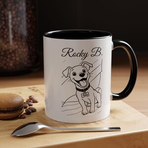 Aangepaste mok huisdierportret - gepersonaliseerde mok cartoon hond of kat - herdenkingscadeau huisdier - 11oz en 15oz - kleurrijke koffiekop - PeternalLove