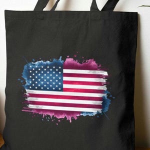 Patriotic Tote Bag, USA Flag Tote, Eco-Friendly Shopping Bag, Summer Beach Bag, Fourth of July Gift