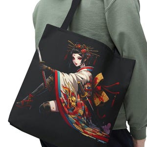 Japanese Geisha Tote Bag: Asian Style Kimono Handbag
