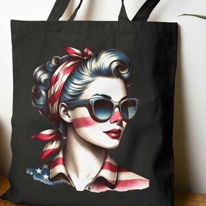 Patriotic American Girl Tote Bag - American Flag Lips, Ideal for Summer BBQs, Independence Day, Everyday Use, Gift for Her, freedom tote Bag