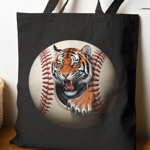Wilder Tiger Baseball Einkaufstasche, umweltfreundliche Tasche, Sporttasche, Tierliebhaber Geschenk, Strandtasche, Einkaufstasche, Baseballtasche,