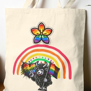Pride Schaf Einkaufstasche, umweltfreundliche Einkaufstasche, wiederverwendbare tägliche Einkaufstasche, LGBTQ + Spirit Tasche, Geschenk für alle Gelegenheiten