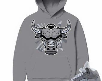 Jordan 5 Wolf Grey Sneaker Match Hoodie Grey Retro 5s Bull