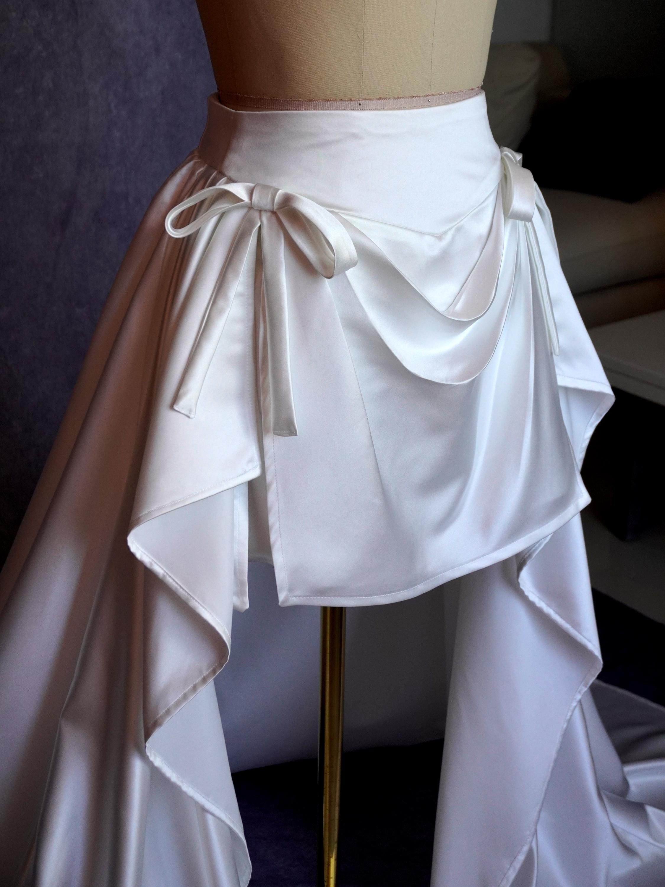 High-Low wedding skirt, Basque waist, long train for wedding reception, wedding ceremony, Mini bridal dress bridal separates