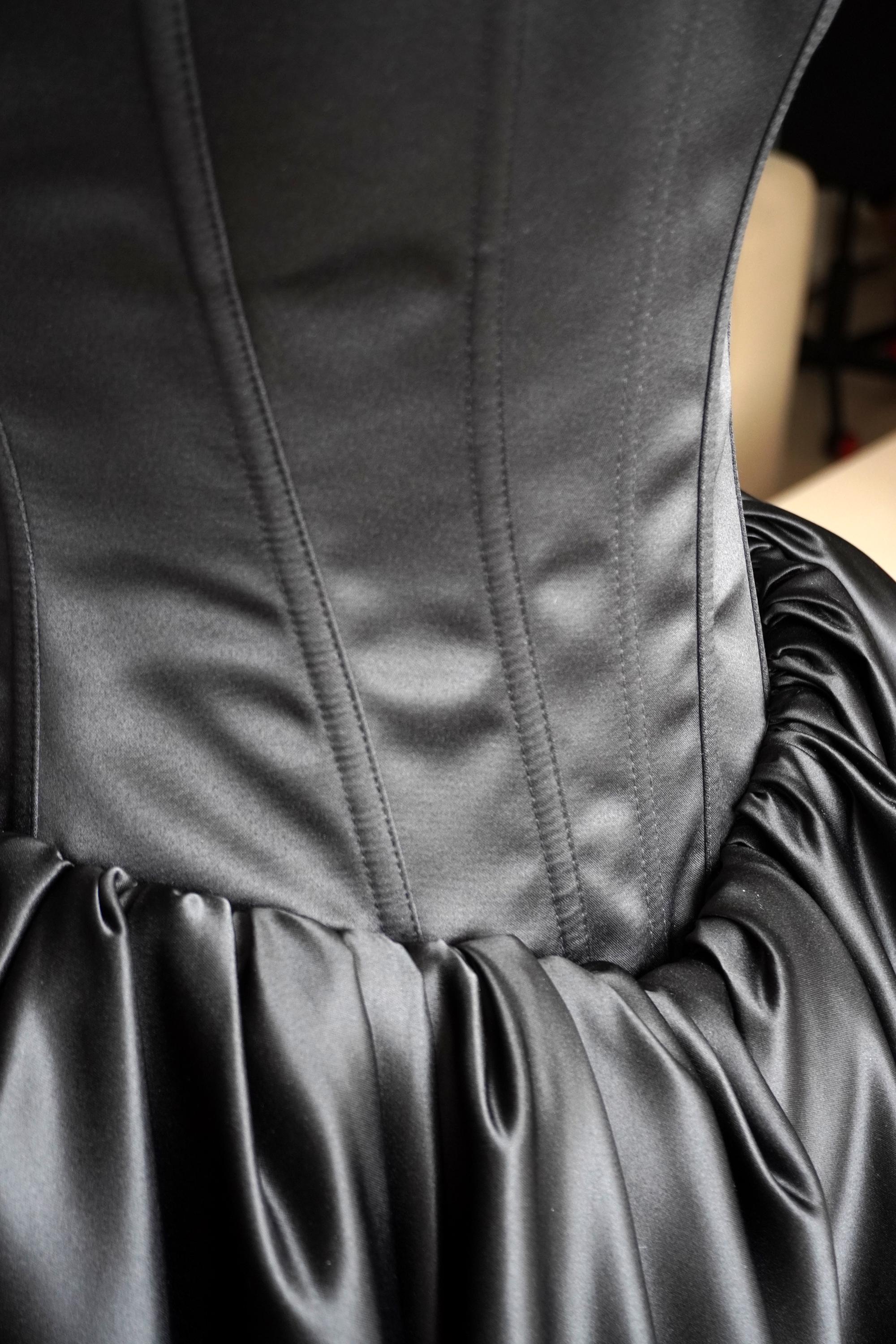 Goth Basque READY TO SHIP: Goth Black Mini Wedding Dress Corset W/ Basque Waist and ...
