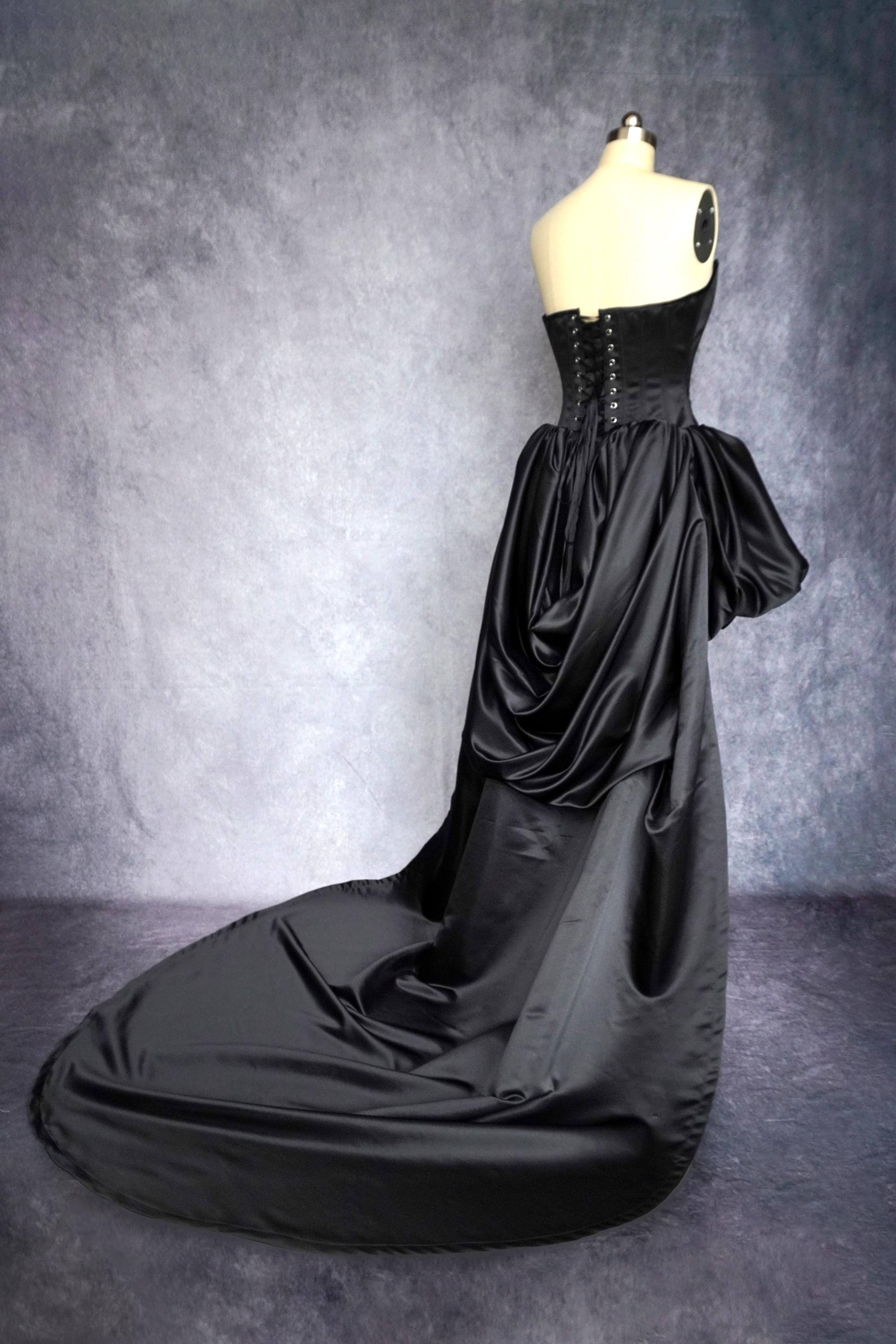 Goth Basque READY TO SHIP: Goth Black Mini Wedding Dress Corset W/ Basque Waist and ...