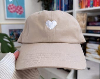 Heart Hat, Embroidered Hat, Bookish Hat, Romance Book Hat, Romantasy Reader Hat, Reader Embroidered Hat, Heart Dad Hat
