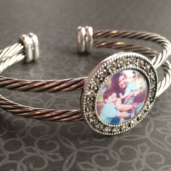 Adjustable Photo Bracelet with Twinkle CZ accent