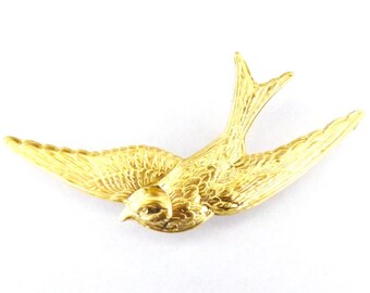 Gold Swallow Hair Clip Bird Barrette Bridal Bridesmaid Vintage Style Inspired Nature Rustic Woodland Wedding Accessories Womens Gift For Her