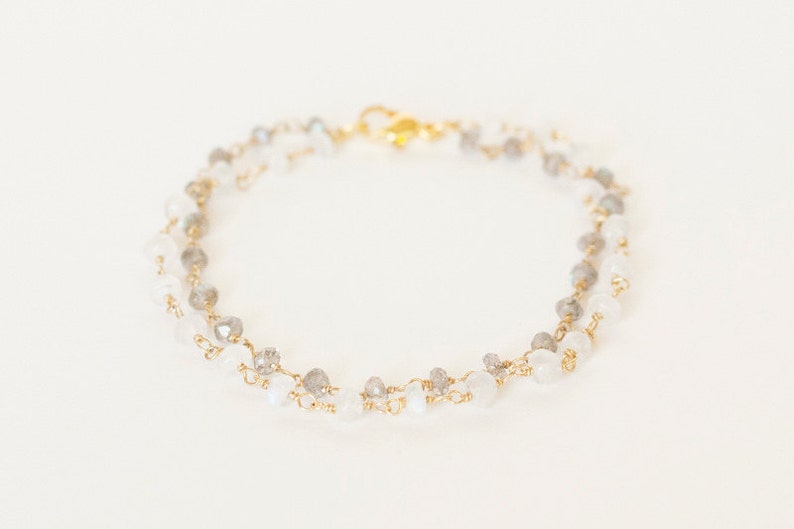 Labradorite Bracelet Moonstone Jewelry Grey Gray White image 1