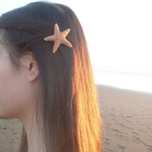 Sugar Starfish Barrette Mermaid Hair Clip Summer Girls Beach Sand Weddings Bride Bridal Bridesmaids Nautical Accessories Womens Gift For Her image 1