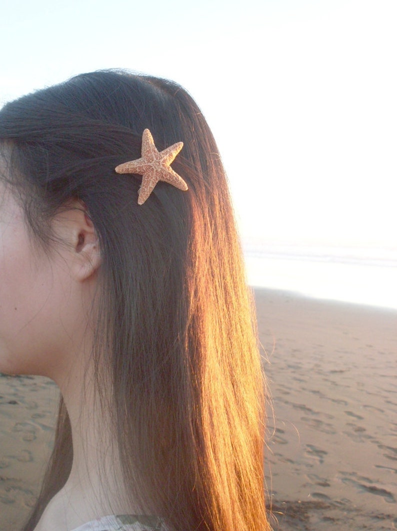 Sugar Starfish Barrette Mermaid Hair Clip Summer Girls Beach Sand Weddings Bride Bridal Bridesmaids Nautical Accessories Womens Gift For Her image 1