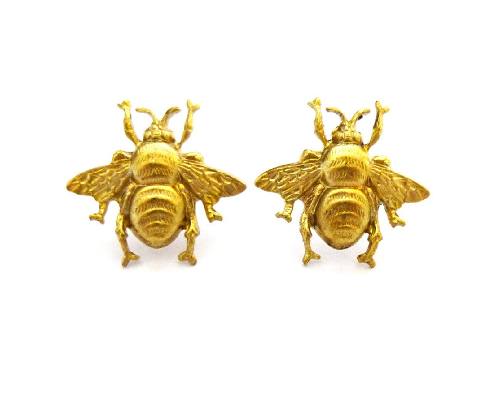 Honey Bee Earrings Gold Bumblebee Studs Nature Jewelry Etsy