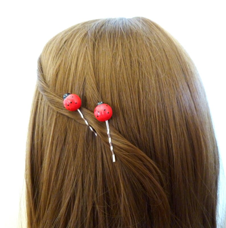 Ladybug Hair Pins Lady Bug Clips Red Insect Bobby Ladybird Etsy