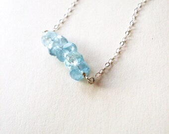 Aquamarine Necklace Sterling Silver Jewelry March Birthstone Pendant Light Ocean Blue Gemstone Gem Stone Charm Layering Womens Gift For Her