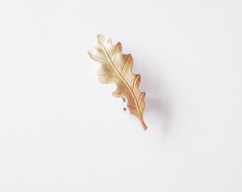 Oak Leaf Barrette Gold Bridal Hair Clip Bride Bridesmaid Nature Rustic Woodland Wedding Accessories Vintage Style Womens Gift For Her Spring