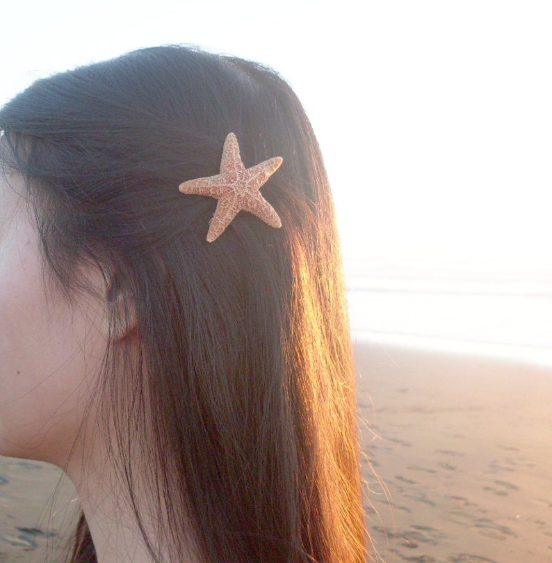 Sugar Starfish Barrette Mermaid Hair Clip Summer Girls Beach Sand Weddings Bride Bridal Bridesmaids Nautical Accessories Womens Gift For Her image 2