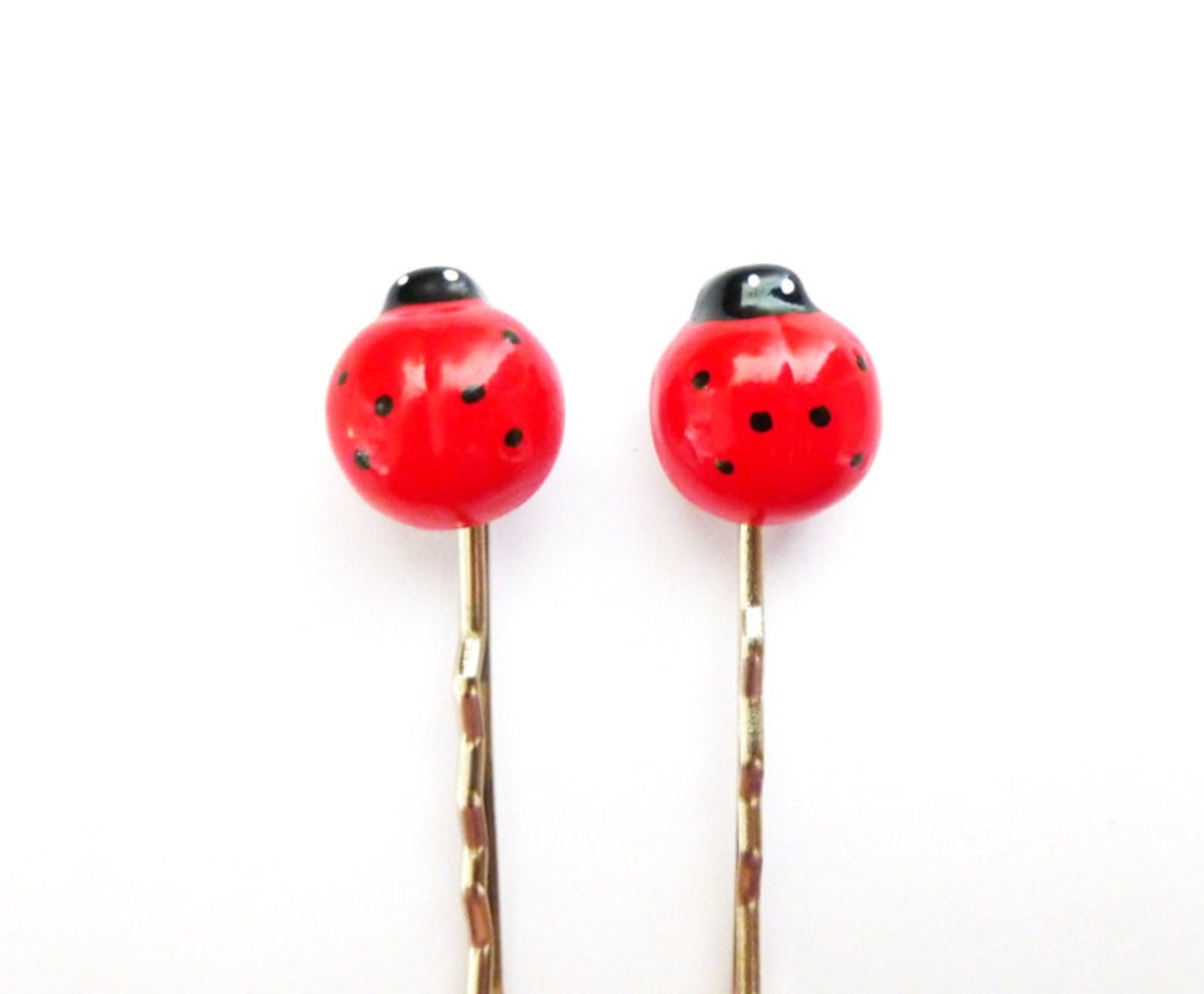 Ladybug Hair Pins Lady Bug Clips Red Insect Bobby Ladybird Etsy