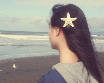 White Starfish Barrette 50% Off Sale Mermaid Hair Clip Ariel Nautical Bride Bridal Bridesmaids Destination Beach Wedding Bridal Accessories