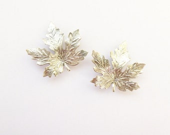 Silver Maple Leaf Barrettes Bridal Hair Clip Bridesmaid Nature Inspired Autumn Fall Rustic Woodland Wedding  Accessories Womens Gift For Her