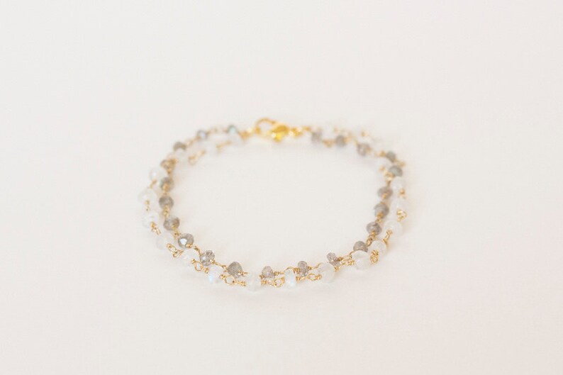Labradorite Bracelet Moonstone Jewelry Grey Gray White image 3