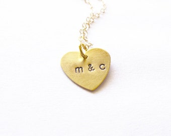 Gold Initial Charm Necklace Personalized Letter Jewelry Custom Heart Pendant Valentines Day Anniversary Wife Girlfriend Womens Gift For Her