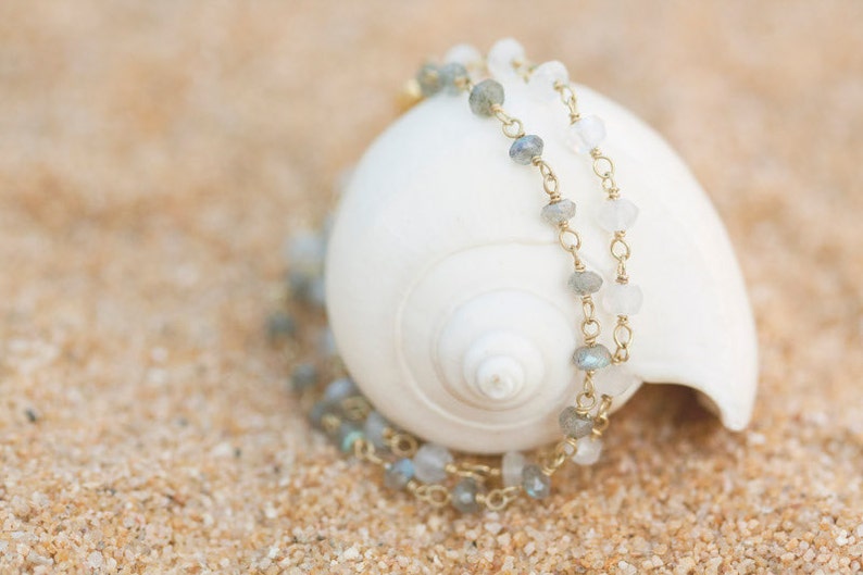 Labradorite Bracelet Moonstone Jewelry Grey Gray White image 4