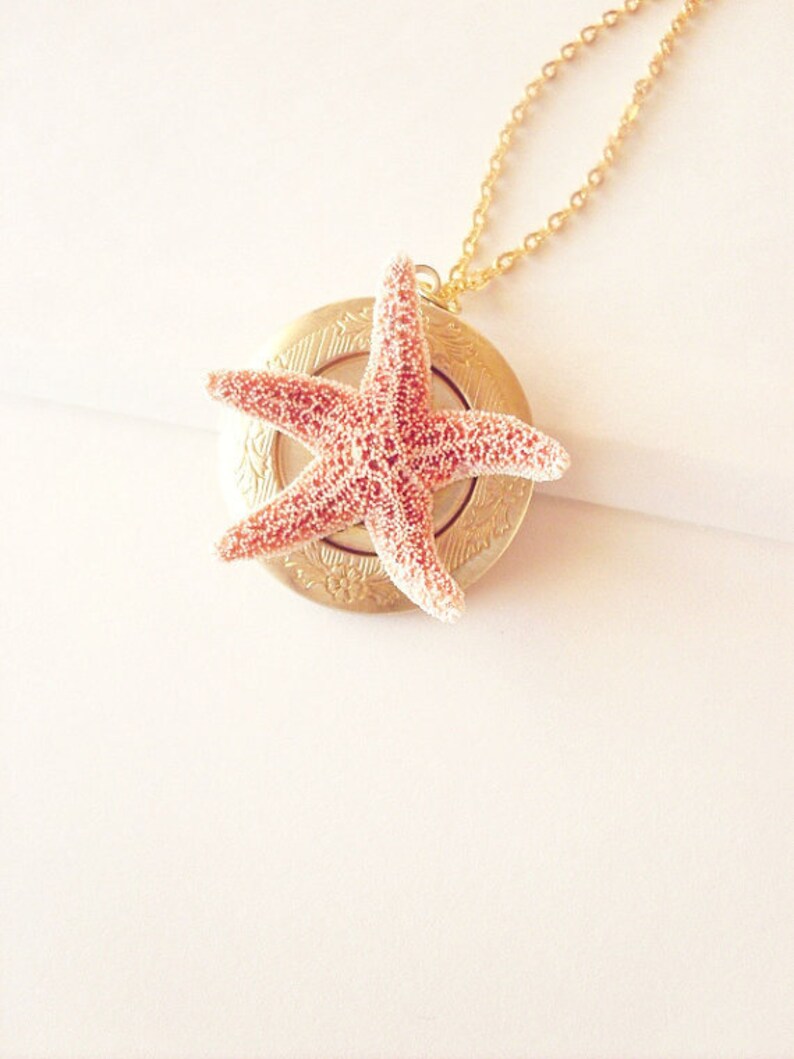 Mermaid Locket 50/% Off Sale Starfish Necklace Sea Star Jewelry Ariel Bridal Bridesmaid Nautical Destination Beach Wedding Womens Gift Summer