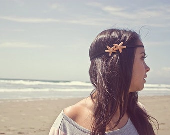 Double Starfish Headband Mermaid Hair Accessories Beach Lover Beachy Ariel Costume Boho Bohemian Hippie Hipster Nautical Womens Gift Summer