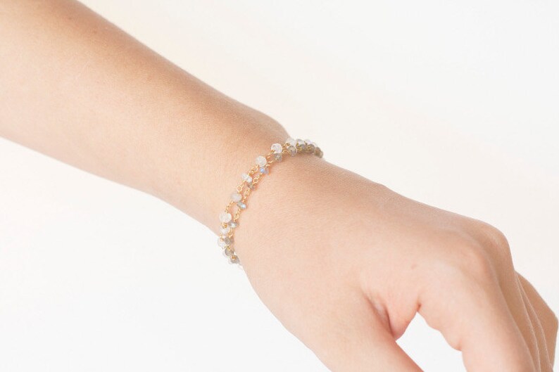 Labradorite Bracelet Moonstone Jewelry Grey Gray White image 5