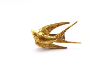 Gold Bird Hair Clip Bridal Barrette Nature Forest Animal Rustic Woodland Wedding Accessories Vintage Style Girls Womens Gift Autumn Fall