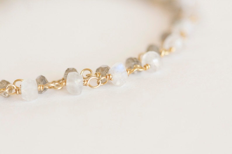 Labradorite Bracelet Moonstone Jewelry Grey Gray White image 2